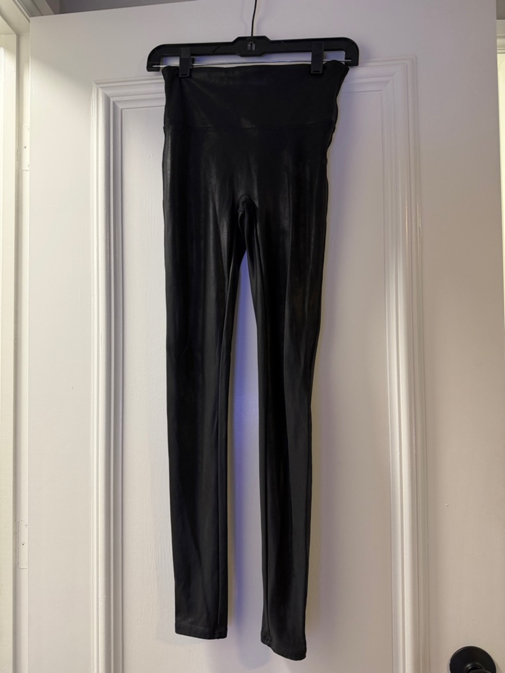 SPANX Black Faux-Leather Shaping Leggings